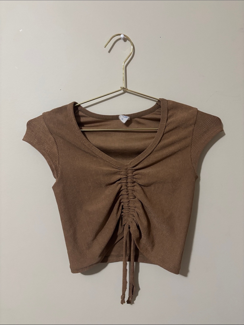 Women’s Ruched Front Crop Top - Brown